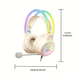 Накладні ігрові навушники Onikuma X15 Pro дротові з гарнітурою та RGB-підсвіткою білі - мініатюра 6