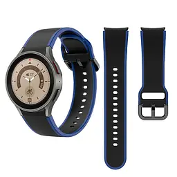 Ремінець для Samsung Galaxy Watch 4 Classic 42mm - чорно-синій ширина кріплення 20мм силікон розмір L Watchbands Double Line (W12-1WB17999971) - мініатюра 5