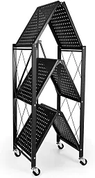 Стелаж мобільний чотириярусний універсальний розкладний з нержавіючої сталі - мініатюра 5