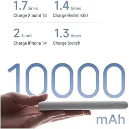 Портативна батарея Xiaomi 10000mAh 22.5W Lite (BHR9350GL) світло-сіра - мініатюра 4