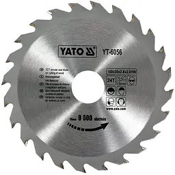 Диск пиляльний победітовий по дереву YATO 160х30х2.8х2.0 мм (YT-6056)