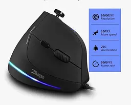Вертикальна миша провідна Zelotes C18 з ергономічним джойстиком RGB підсвічуванням - мініатюра 7