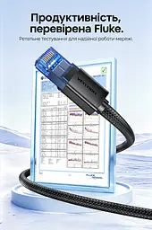 Мережевий патч-корд Ethernet Vention 25 м LAN-кабель на витій парі зі штекерами RJ45 8P8C на обох кінцях Cat6A UTP до 10 Гбіт/с за підтримки 10GBASE-T на всіх задіяних мережевих портах хрестоподібний роздільник пар для зменшення перехресних перешкод зовнішній діаметр близько 6 мм текстурована нековзка гнучка оболонка чорний із чорними корпусами роз'ємів і напівпрозорими синіми штекерами (ISCBS) - мініатюра 9