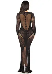 Сукня з довгим рукавом Leg Avenue Lace and Net Bodycon Gown One Size, Black - мініатюра 5