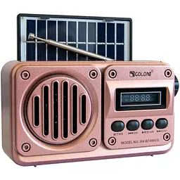 Радіоприймач на сонячній батареї FM золотистий портативне радіо колонка FM/USB/TF Golon RX-499VS