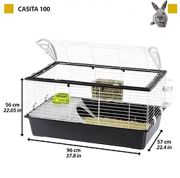 Клітка для кроликів та морських свинок Ferplast Casita 100 синя 95х57х56 см 57066170 - мініатюра 2
