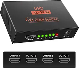 HDMI спліттер 1×4 4K 60Hz із USB-живленням