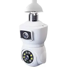 IP камера відеоспостереження в патрон RIAS V380-E27 (v380 APP) Wi-Fi 2 об'єктива 2MP+2MP White - мініатюра 3