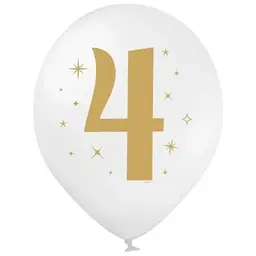 Кулька ММ 12" (30см) Цифра "4" на білій кулі BelBal 258-0396