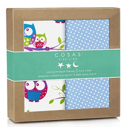 Пелюшки багаторазові Cosas дитячі Blue Owls 2 шт., 80х100 см, блакитні