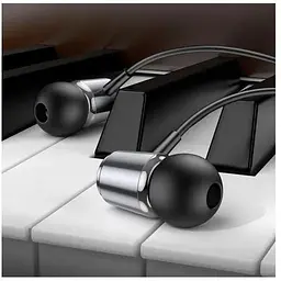 Навушники металеві Hoco M108 Spring metal universal earphones with mic чорні - мініатюра 7