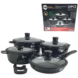 Набір каструль з антипригарним гранітним покриттям Higher Kitchen XPRO НК-324 чорний (42863-НК 324_2356) - мініатюра 7