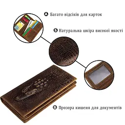 Купюрник чоловічий 14381 шкіряний Vintage коричневий - мініатюра 7