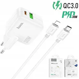 Зарядний набір блок Hoco C111A 2 порти USB A + C 30 Вт і кабель type-C Lightning - мініатюра 3