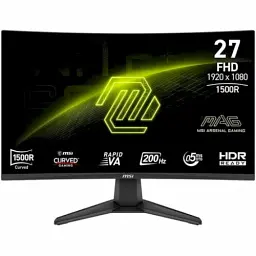Монітор вигнутий 27" MSI MAG 276CF E20, Black, Fast VA, 1920x1080 (16:9), 0.5 мс, 200 Гц, 1500R, 250 кд/м², 3000:1, 178°/178°, DP/2хHDMI, Vesa 100x100, Adaptive Sync