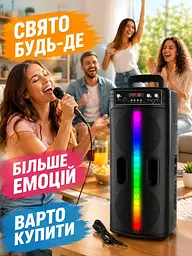 Портативна Bluetooth-колонка чорна 20 Вт з мікрофоном і RGB-підсвічуванням (49676025) - мініатюра 8