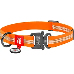 Нашийник для собак Waudog Waterproof, коллартекс, водостійкий, світловідбивний, з QR паспортом, металева пряжка-фастекс, M, 24-40х2 см, помаранчевий