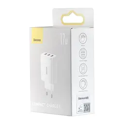 Мережевий зарядний пристрій Baseus Compact Charger 3U 17W EU Білий - мініатюра 2