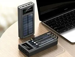 Зовнішній акумулятор Powerbank Solar Energy SLR-50 50000 mAh із сонячною батареєю на 4 виходи Чорний (00383) - мініатюра 2