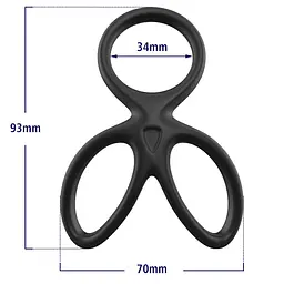 Ерекційне кільце Triple Silicone чорне - мініатюра 10