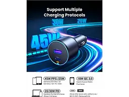 Автомобільний зарядний пристрій UGREEN EC701 63 W Gray (35023) - мініатюра 5
