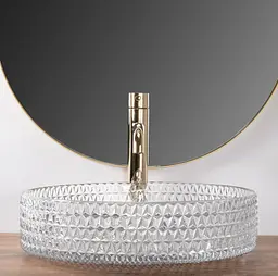 Умивальник Rea Cristal Transparent 40 накладний REA-U0284, Прозорий - мініатюра 3