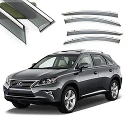 Дефлектори вікон вітровики Benke для Lexus RX 350 - RX 270 2010-2015- Хром Молдинг Із Нержавіючої Сталі 3D