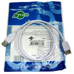 Кабель USB (AM/AF) 0.8m Atcom (3788), White - мініатюра 2