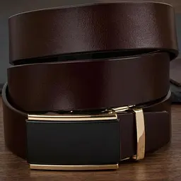 Ремінь чоловічий з золотистою прямокутною пряжкою 20260 Vintage коричневий 105-120 см