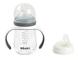 Поїльник навчальний Beaba 2 в 1, 210 мл, сірий (913532) - мініатюра 5