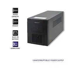 Джерело безперебійного живлення Qoltec QLT LED 2000VA 1200W, AVR, 3st, 2xSchuko socket, 2x12V9Ah - мініатюра 2