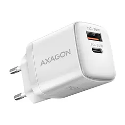 Зарядний пристрій AXAGON 1xUSB QC4.0 + 1xUSB-C PD30W PPS white (ACU-PQ30W)