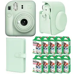 Набор камера Fujifilm Instax Mini 12, Фотобумага 100 шт, Чехол, Фотоальбом 108 фото Зеленый