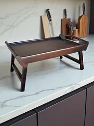 Складаний кавовий столик для сніданку в ліжко темний 42×28×17 см №6. - мініатюра 4