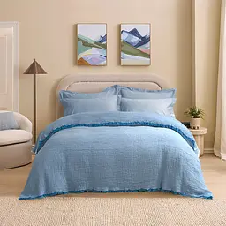 Покривало Lotus Home - Larna muslin blue 200x220 - мініатюра 2