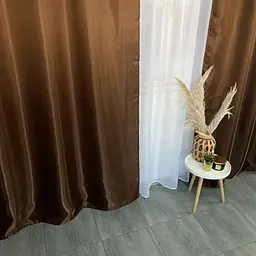 Штори з монорею коричневого кольору на тасьмі 2шт. 150х270 ALBO pbe0052478 - мініатюра 6