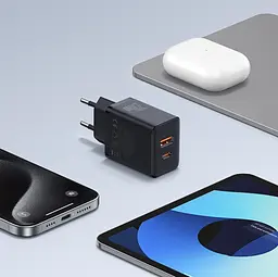 Зарядний пристрій Baseus Cube Fast Charger C+U 20 W EU Cluster P10111403113-00 Чорний - мініатюра 4