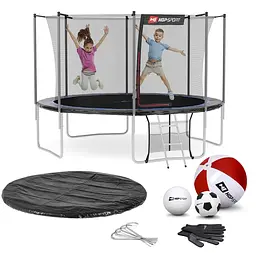 Батут Hop-Sport 12ft (366см) чорно-синій з внутрішньою сіткою - мініатюра 14