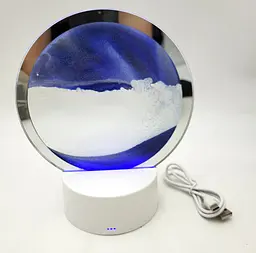 Настільна LED лампа нічник RGB пісочний годинник Картина рухомий пісок USB світильник UKC 3D Sandscape синій