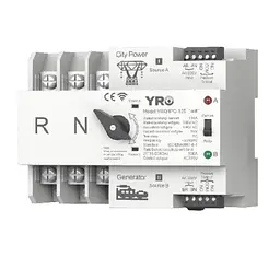 Автомат введення резерву (АВР) триполюсний YRQ2PC-125 Wifi ATS, 3P 125A 400V, E-Welink App на DIN-рейку для генераторів