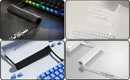 Кабель авіатор / USB Type-C / Для клавіатури / Спіральний , Білий - мініатюра 3
