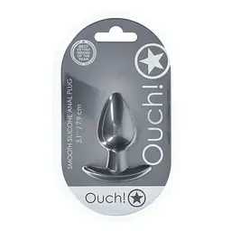 Анальна пробка Ouch! Smooth Anal Plug Metallic M 7.9 см (сірий) - мініатюра 6