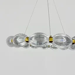 Led люстра з прозорими рельєфними кульками у латунному кільцевому корпусі Ø 58 см | Line F | Арт. MJ343-580 AB+CL - мініатюра 3