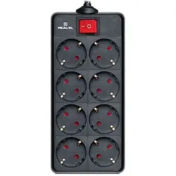 Мережевий фільтр живлення REAL-EL REAL-EL RS-8 PROTECT, 1.8m, black (EL122300021)