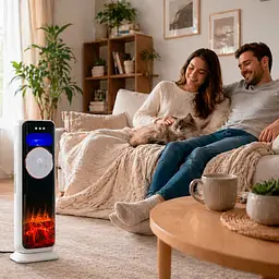 Кондиціонер підлоговий 2в1 з LED-дисплеєм 2000 Вт + пульт ДУ / Колонний керамічний тепловентилятор стаймером X-719 - мініатюра 4