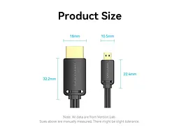 Кабель Vention HDMI to microHDMI 1.5m (AGIBG) - мініатюра 6