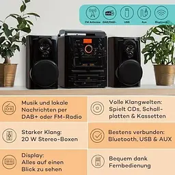 Стереосистема програвач вінілу Auna Franklin 388 DAB+ (10040360) - мініатюра 2