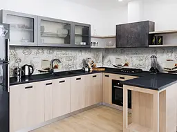 Кухонний фартух Happy Pocket Романтична Кава вінілова наклейка для кухні малюнок олівець Сірий Z181352 - мініатюра 5
