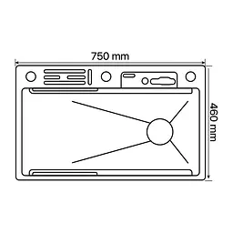 Кухонна мийка з нержавіючої сталі Zerix ZH7546-SET-07 Micro Decor Graphite з вбудованим змішувачем ZM5591, Графит - мініатюра 3