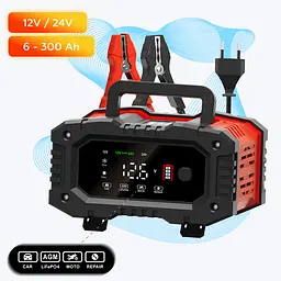 Зарядний пристрій Foxsur 12V-8A/24V4A 12V-20A для автомобільного акумулятора - мініатюра 2